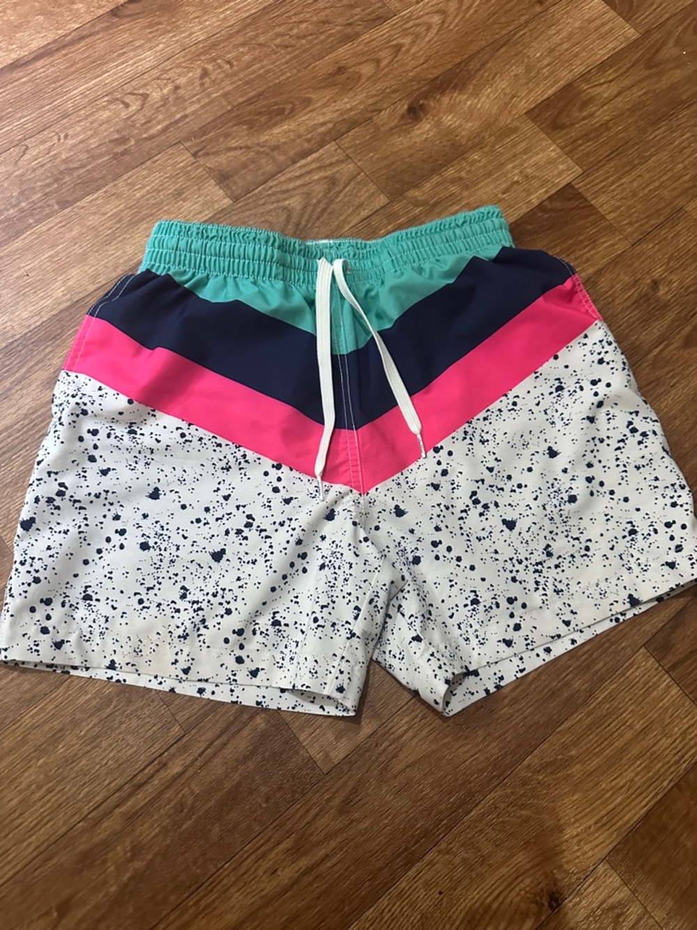 chubbies Mint, Navy & Neon Pink Splash Swim Shorts